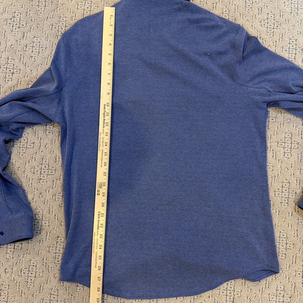 Lululemon Men's Soft Knit Overshirt Snap Long Sleeve Blue Zipper Pockets Men - Picture 8 of 8